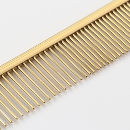 A comb for wool with galvanic coating, 18 x 3 cm, golden-2