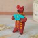 Dymkovo toy "Bear with a flower, with a rooster, with harmony", 11 cm, mix