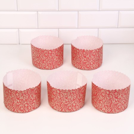 Paper forms for cupcake, muffins and cake "Flora Red" 124x90 mm (packing 1200 pcs)-2
