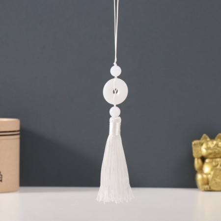 Textile suspension, plastic "Jade pendant" white 1x2.5x12.5 cm