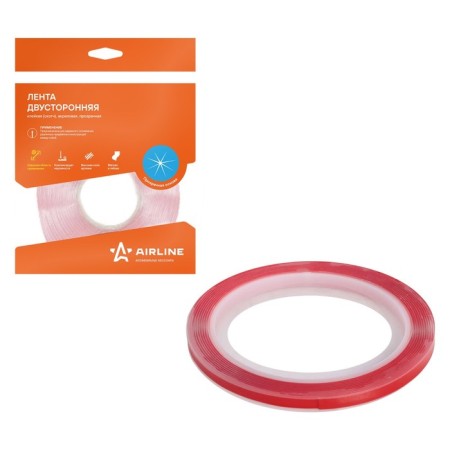 Bilateral adhesive tape, 6 mmx3 m, acrylic, transparent