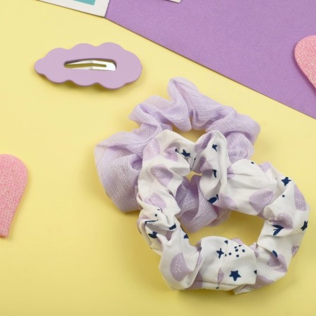 Hair Set "Militsa" 3 pcs (invisible 1 pc - 5 cm, elastic band 2 pcs) fruits, white -lilac 92989-1