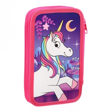 Penal 2 sections, with filling, 23 subjects, 125x205x40 mm, Minnie Mouse and unicorn-2
