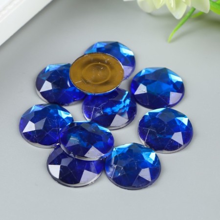 Decor for creativity plastic "Rhinestones Round. Indigo" (set 10 pcs) 1.8x1.8 cm