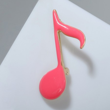 Brooch "Nota", neon-pink color in gold-2