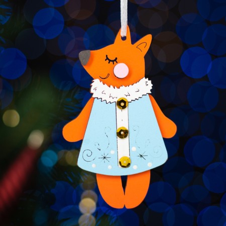 Christmas tree decoration "Fox", MDF, 6.5x10.5 cm