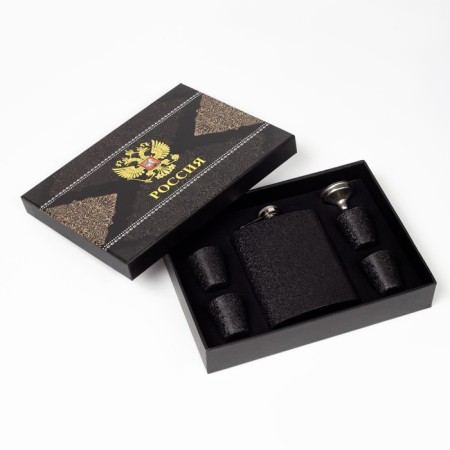 Gift set 6 in 1: Flaw 270 ml, 4 piles of 40 ml, funnel, black