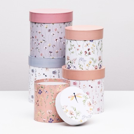 Set of round boxes 5 in 1 "mini -flowers", 20 x 20 -14 x 14 cm-1