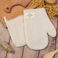 Set of kitchen. Ethel ECO, col. Dairy: mittens 20x28 cm, a severity of 19x19 cm, 70% HL, 30% linen, in