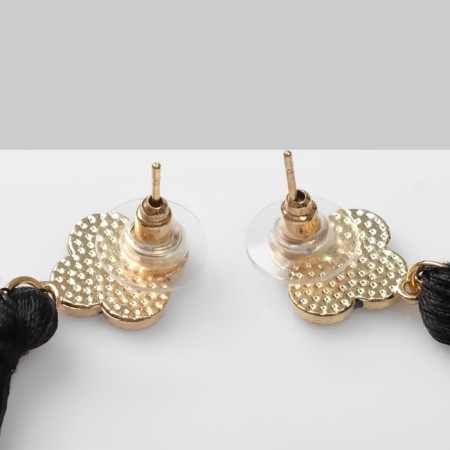 Earrings "Brushes", black color in gold, l brush 8.7 cm-1