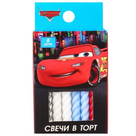 Набор свечей для торта "С Днем Рождения", 8 штук, Тачки-4
