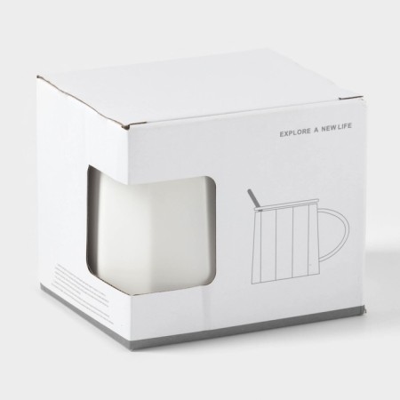Ceramic mug with a spoon Simple, 350 ml, white color-8