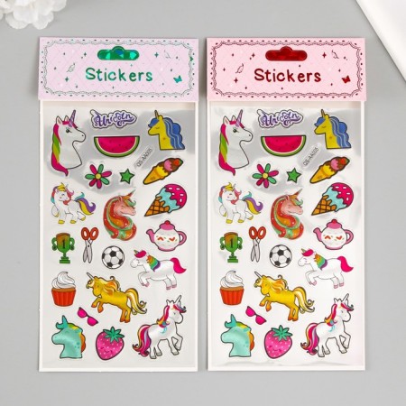 Plastic sticker "Unicorns and magic" mix 22x10 cm