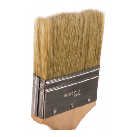 Brush flat bison 01005-075, light natural bristles, wooden pen, 3 ″/75mm-1