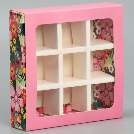 Box for sweets, confectionery packaging, 9 cells, “beloved teacher” 14.5 x 14.5 x 3.5 cm-1
