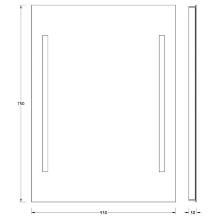 EvoForm mirror, with 2 built-in LED-lights, 10.5 watts, 55x75 cm-1