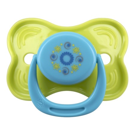 Nipple-dummy Silicone classic “patterns”, with a ring, from 0 months, color mix-2