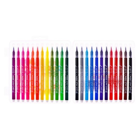 A set of watercolor markers with a 24 -pcs/24 -finge tips in a plastic pencil case-1