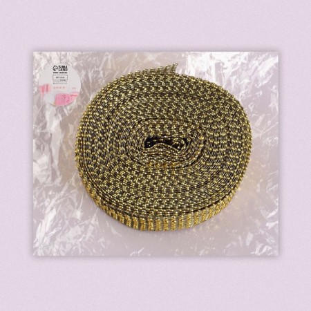 Ribbon with imitation of rhinestones, 6 cm, 9 ± 1 m, gold color-3