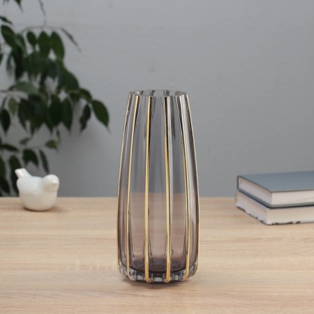 VAZA Glass "Milagros" Classic strip vertical, D-6cm, h-21x9 cm, gray