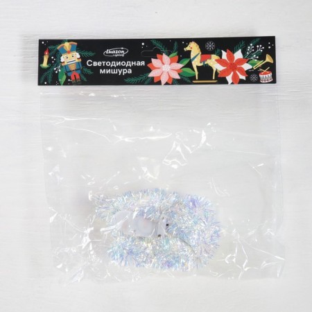 Girland "Mishura" 1 m Rosa, IP20, pearl thread, 22 LED, 8 layers, D = 3 cm, glow white, CR2032X2-3