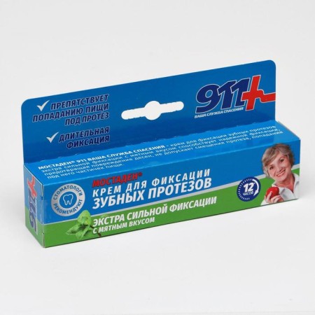Cream 911 "Mostaden" for extra fixation of dentures, with mint taste, 40 ml