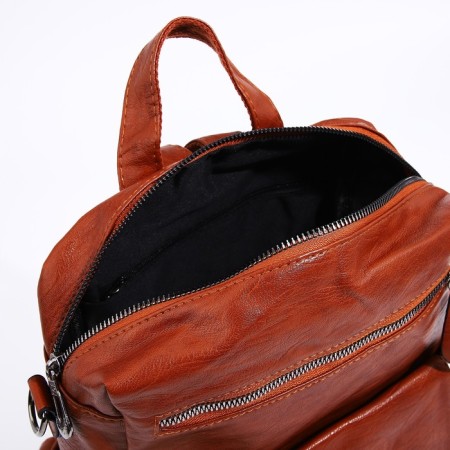 Women's backpack made of artificial leather with lightning, 2 pockets, redhead color-5