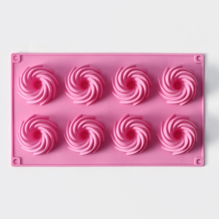 The form for baking the share "German cupcake. Whirlwind ", silicone, 28.5 × 17 cm, 8 cells, pink color-3