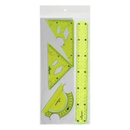 The set is geometric, silicone, flexible: ruler 30 cm, 2 squares, transport, mix-1