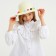 Hat with bombs for Minaku girl, size 50, white color