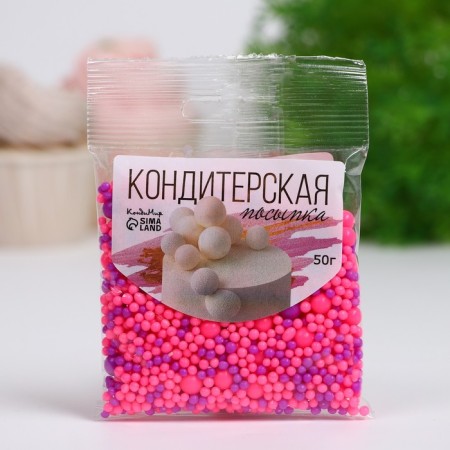 Sprinking confectionery with the effect of neon in color glaze "Pink, ultraviolet", 50 g-1