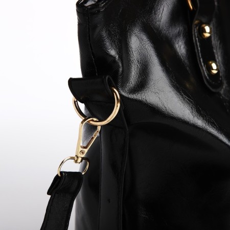 Soper bag with zipper, black color-4
