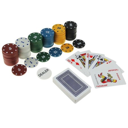 Poker, set for the game (maps 54 pcs, chips 120 pcs.), With a face value, 15 x 15 cm-3