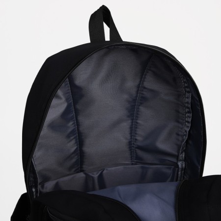 Youth backpack from textiles, 2 parts on lightning, 3 pockets, black color-5