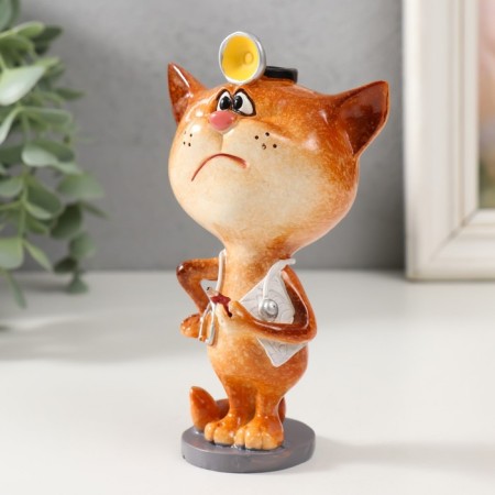 Souvenir Polystone Lac "cat-doctor with a phonedoscope" 8.3x6.2x13.8 cm-3