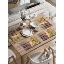 A set of napkins for setting the New Year's atmosphere table, rectangular, rounded edges, size 30x46 cm, 4 pcs