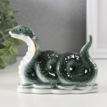 Souvenir Ceramics "Cobra Creeping" green with gold 4x11.3x8.5 cm