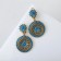 Clips "Ethnic" Flower circles, blue color in black gold