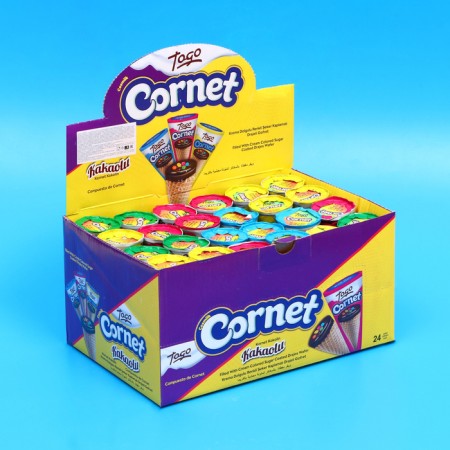 Waffles "Cornet", with colored dragees and crispy balls, cocoa, 15 g