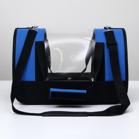 Bag - Carriage for animals "Panoramic", with a window, 40 x 25 x 27 cm, blue-4