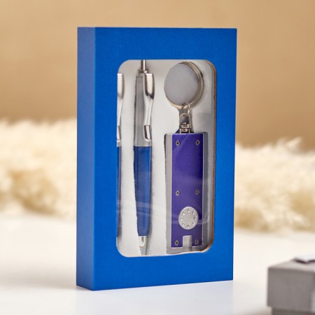 Gift set 3v1 (2 handles, blue flashlight)
