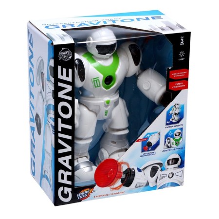 Gravitone robot, light, sound, shoots, batteries, Russian voice acting, green-6