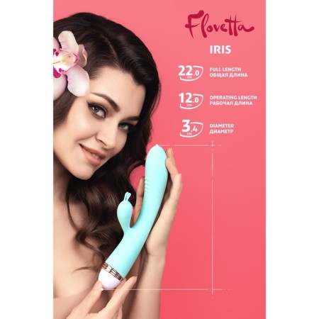 Flovetta by Toyfa Iris vibrator with clitoral stimulator, silicone, 22 cm, blue color-12