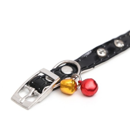 A collar with round rhinestones, 28 x 1 cm, Osh 21-25 cm, arts. The skin, black-3