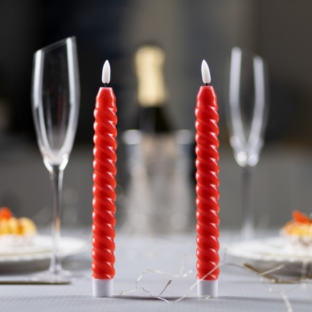 A set of LED candles, red, 2 × 25 × 2 cm, plastic, wax, batteries AAAX2 (not in the kit), glow warm white, 2 pcs.-1