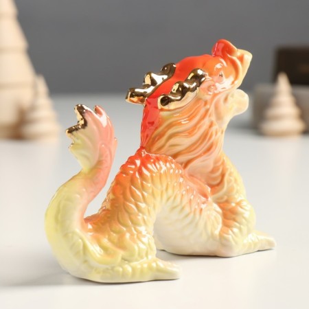 Souvenir Ceramics "Chinese Fiery Dragon - Ryk" with gold 5x12x9 cm-2