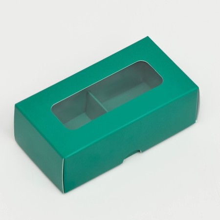 Folding box for 2 sweets, 10.5 x 5.5 x 3.5 cm, emerald-1
