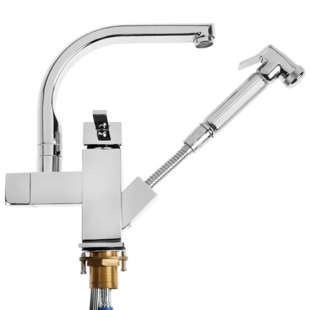 Accoona A4491 kitchen mixer, with hygienic shower, brass, chrome-3