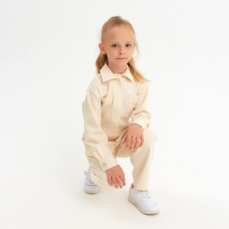 Комбинезон для девочки MINAKU: Casual collection KIDS цвет бежевый, рост 134-5