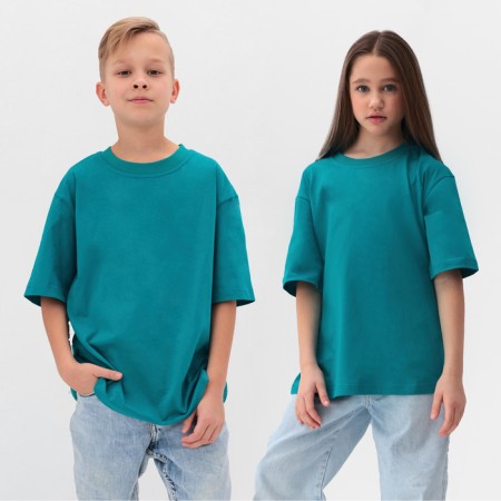 Children's Minaku T -shirt, turquoise color, height 116 cm